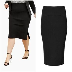 M.M. Lafleur Harlem Fold Top Knit Pencil Skirt 1+/20 Black